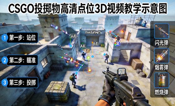 CSGO投掷物高清点位3D视频教学示意图